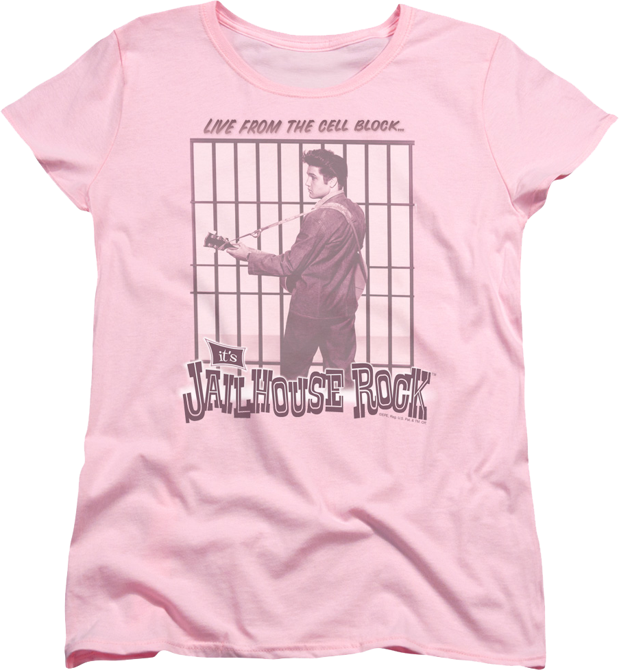 Womens Pink Jailhouse Rock Elvis Presley Shirt