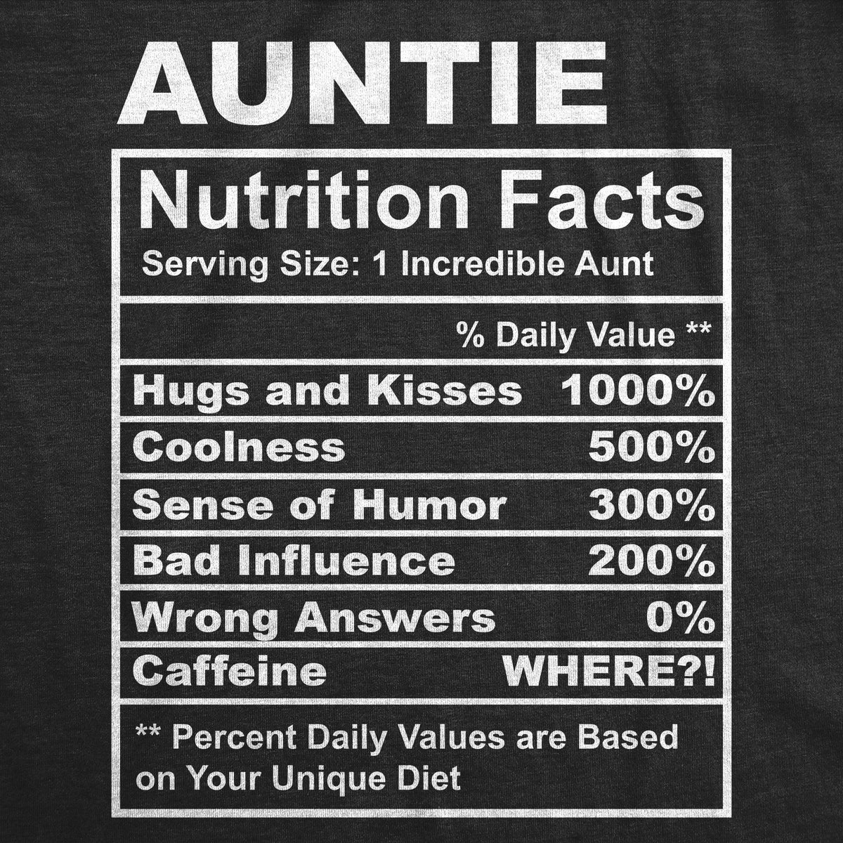 Auntie Nutrition Facts Women's T Shirt product image 2