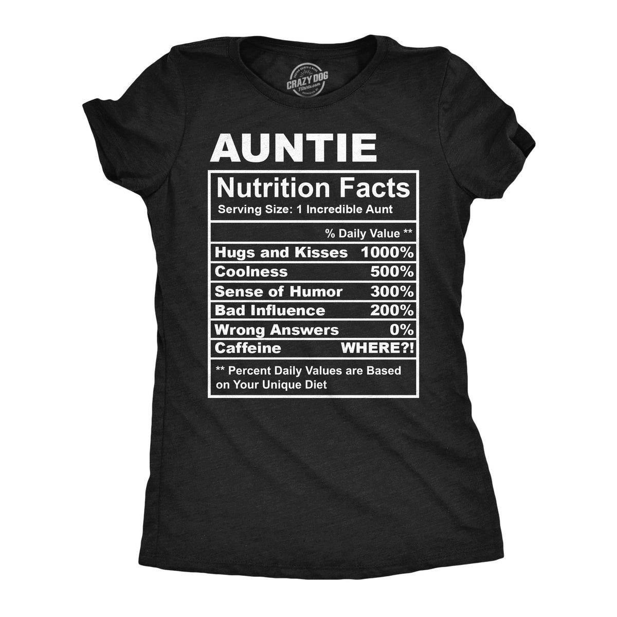 Auntie Nutrition Facts Women's T Shirt product image 1