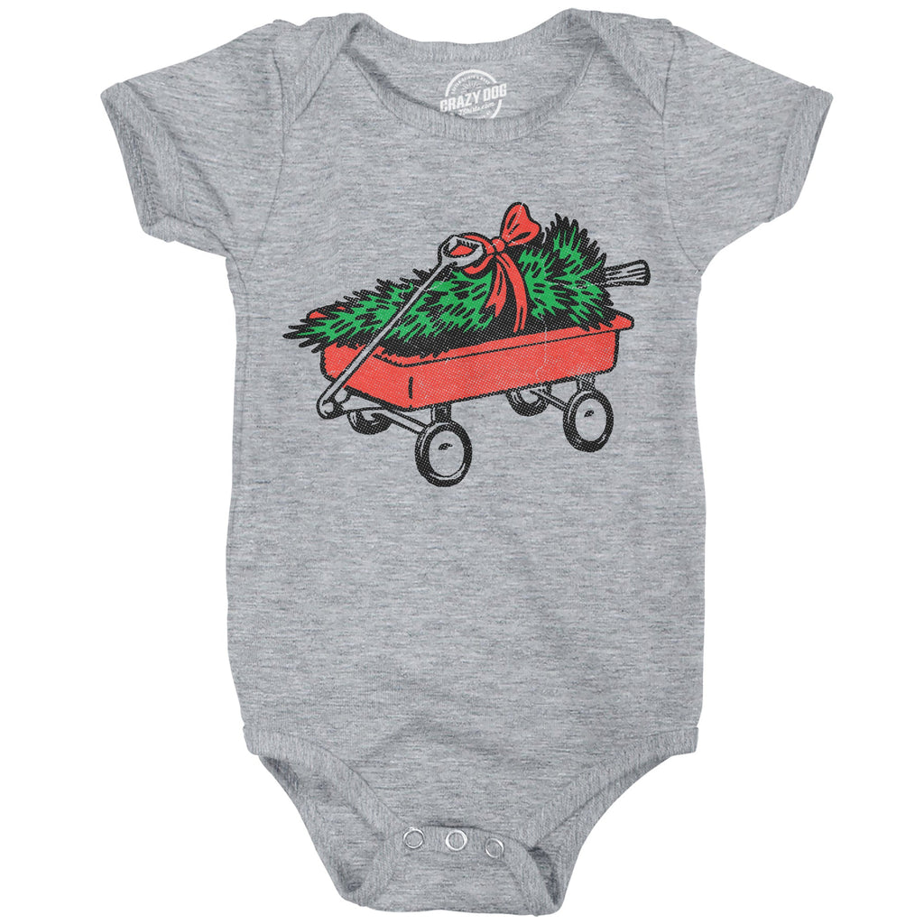 Christmas Tree Red Wagon Baby Bodysuit