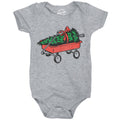 Christmas Tree Red Wagon Baby Bodysuit