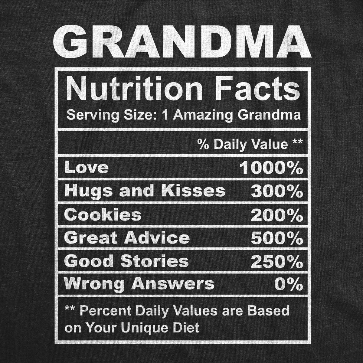 Grandma Nutrition Facts Women's T Shirt product image 2