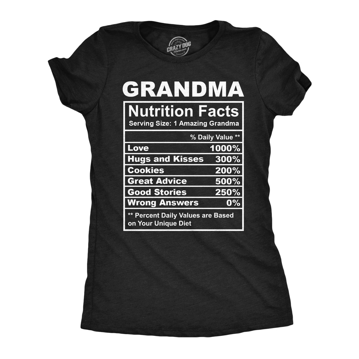 Grandma Nutrition Facts Women's T Shirt product image 1