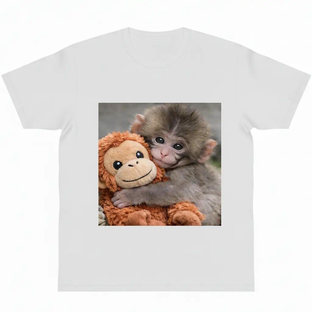 Adorable Baby Monkey Hugging Plush Toy T-Shirt Animal Lover product image 10