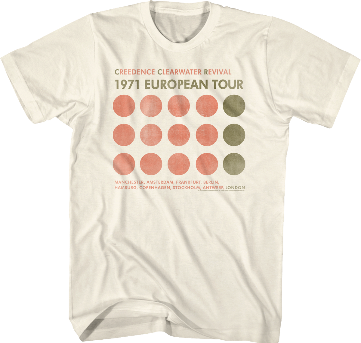 AC 1971 European Tour Creedence Clearwater Revival T-Shirt product image 1