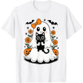 Vintage Halloween Ghost Holding Black Cat T-Shirt product image 1