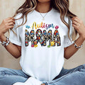 Autism Mama Puzzle Pieces And Ribbon Print T Shirt White product image 1