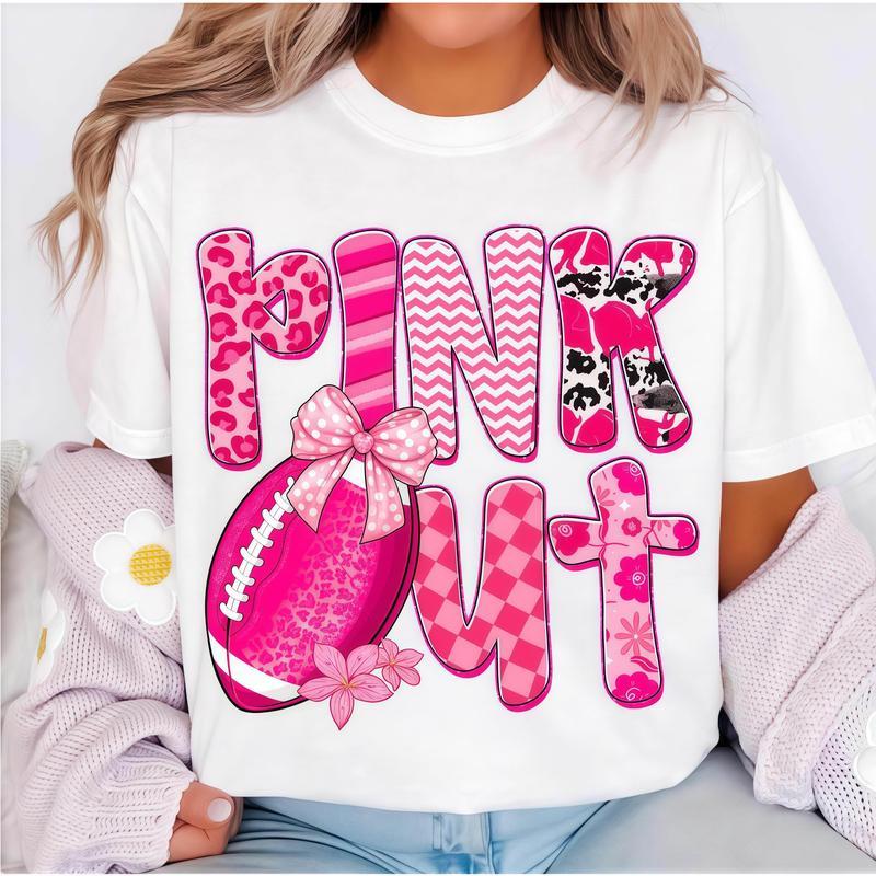 "Pink Out" Graphic Shirt With Football And Bow Details product image 2