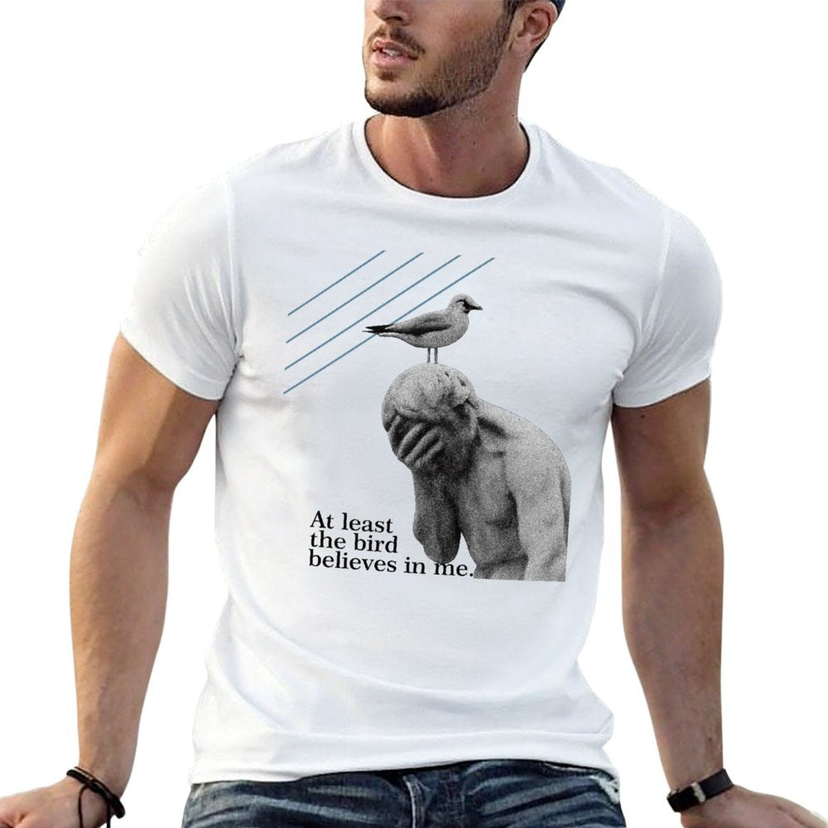 at least the bird believes in me grathic tee product image 1