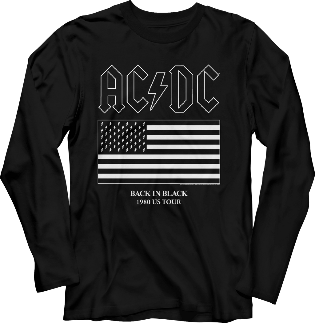 Back In Black 1980 US Tour ACDC Long Sleeve Shirt product image 1