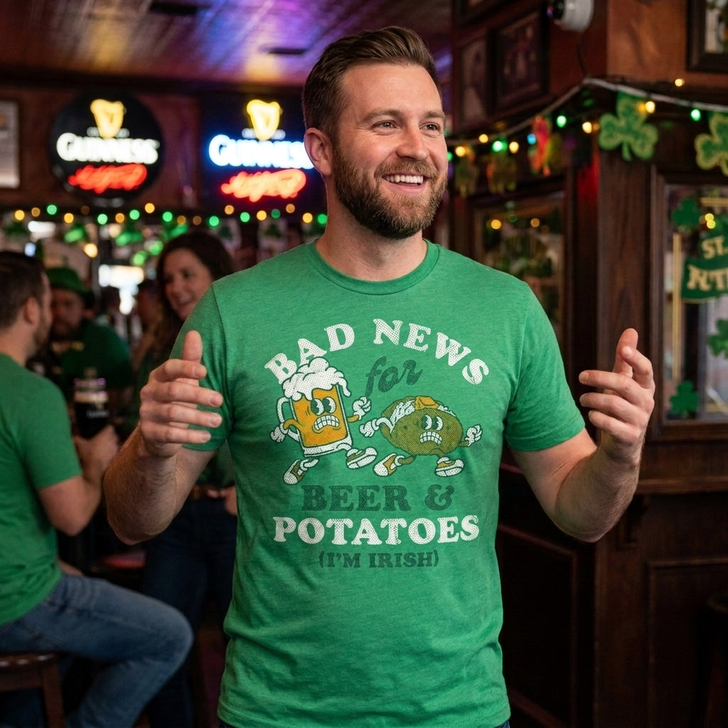 Bad News For Beer And Potatoes Im Irish Men's T Shirt product image 2