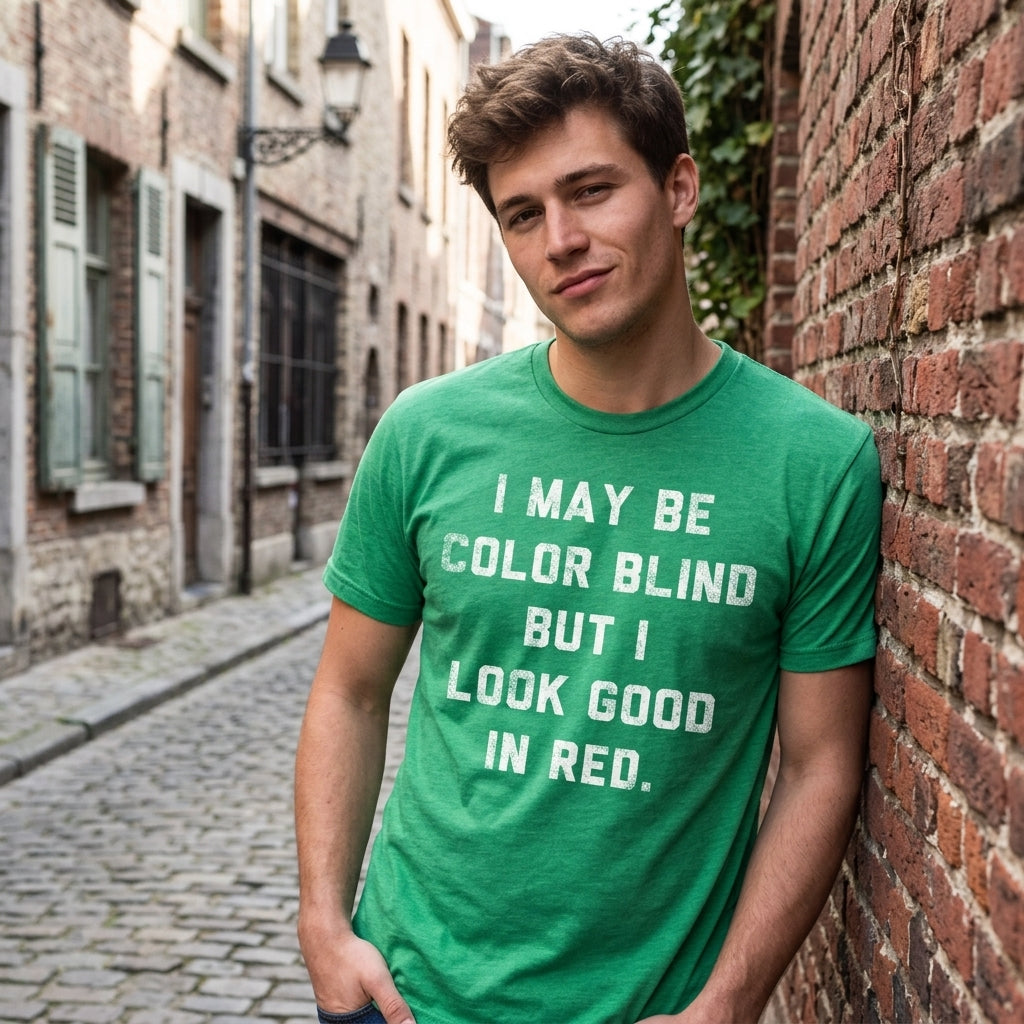 I May Be Color Blind But I Look Good In Red Men's T Shirt product image 2