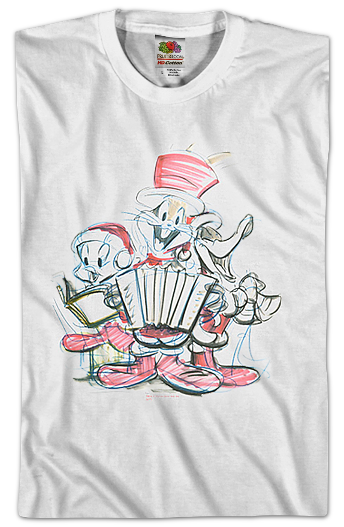 Christmas Caroling Sketch Looney Tunes T-Shirt product image 2
