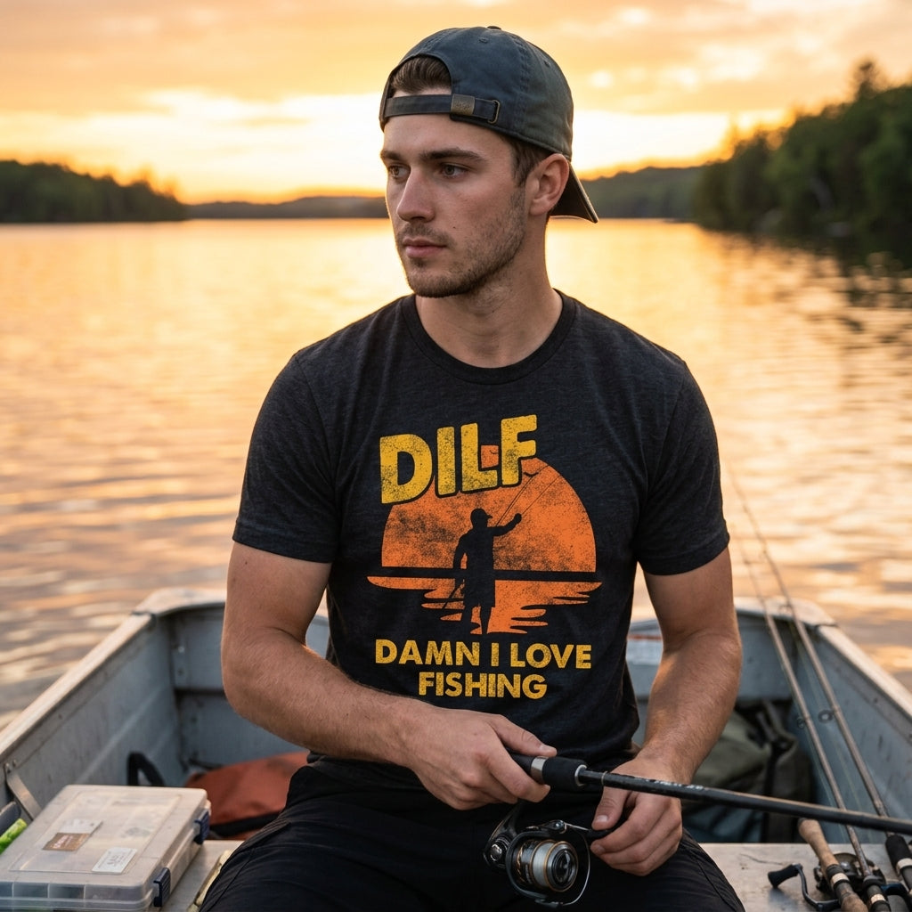 DILF Damn I Love Fishing Men's T Shirt product image 2
