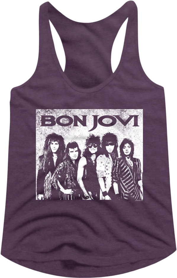 Ladies Group Photograph Bon Jovi Racerback Tank Top