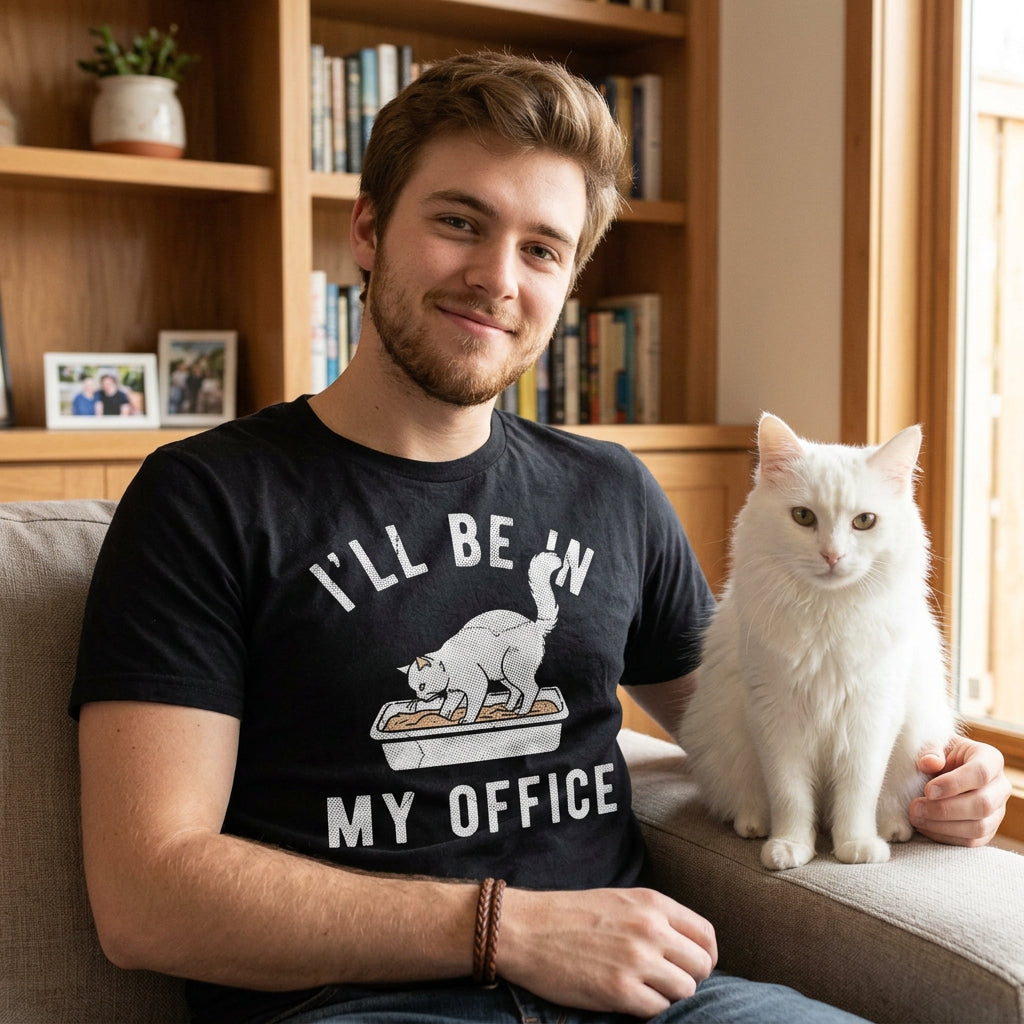 Ill Be In My Office Cat Litterbox Men's T Shirt product image 2