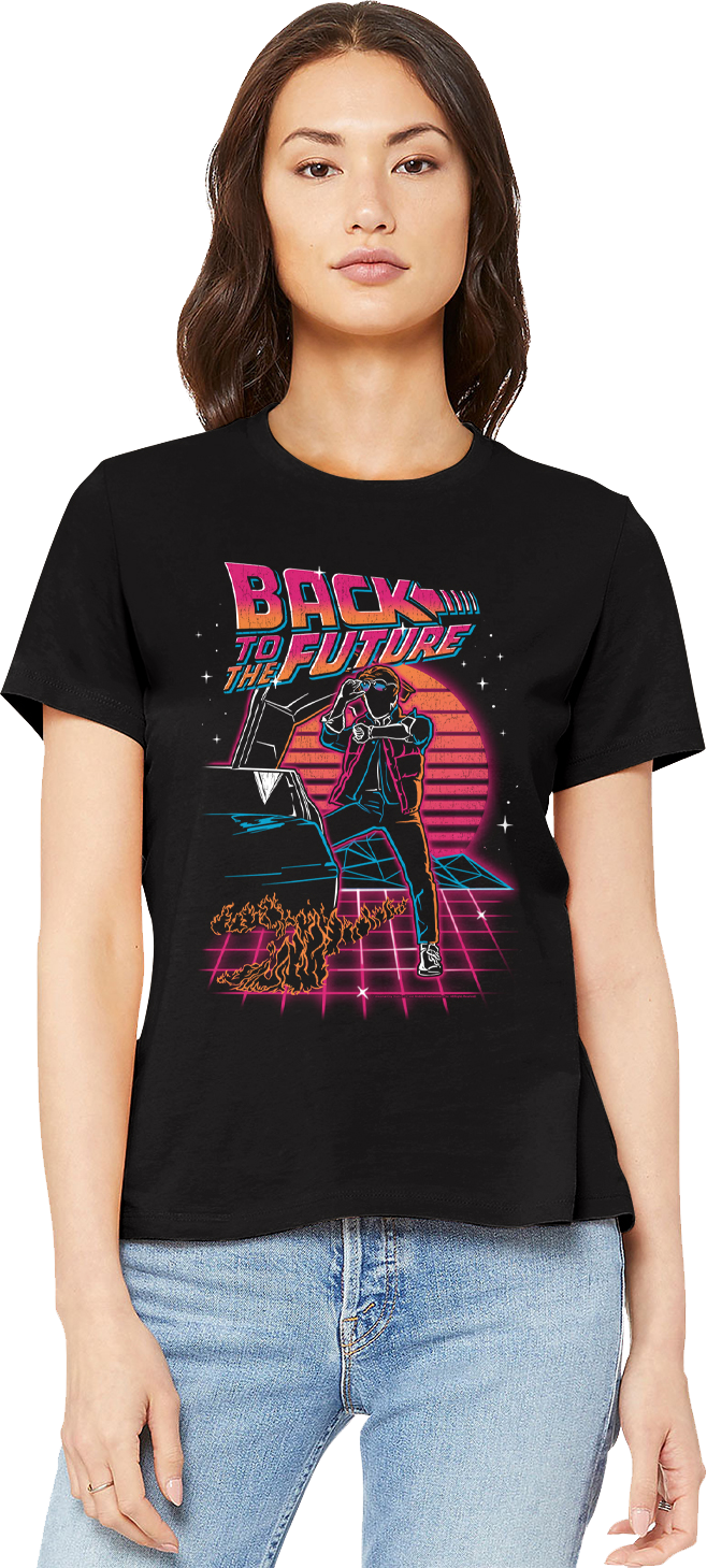 Womens Retro Neon Back To The Future Shirt product image 1