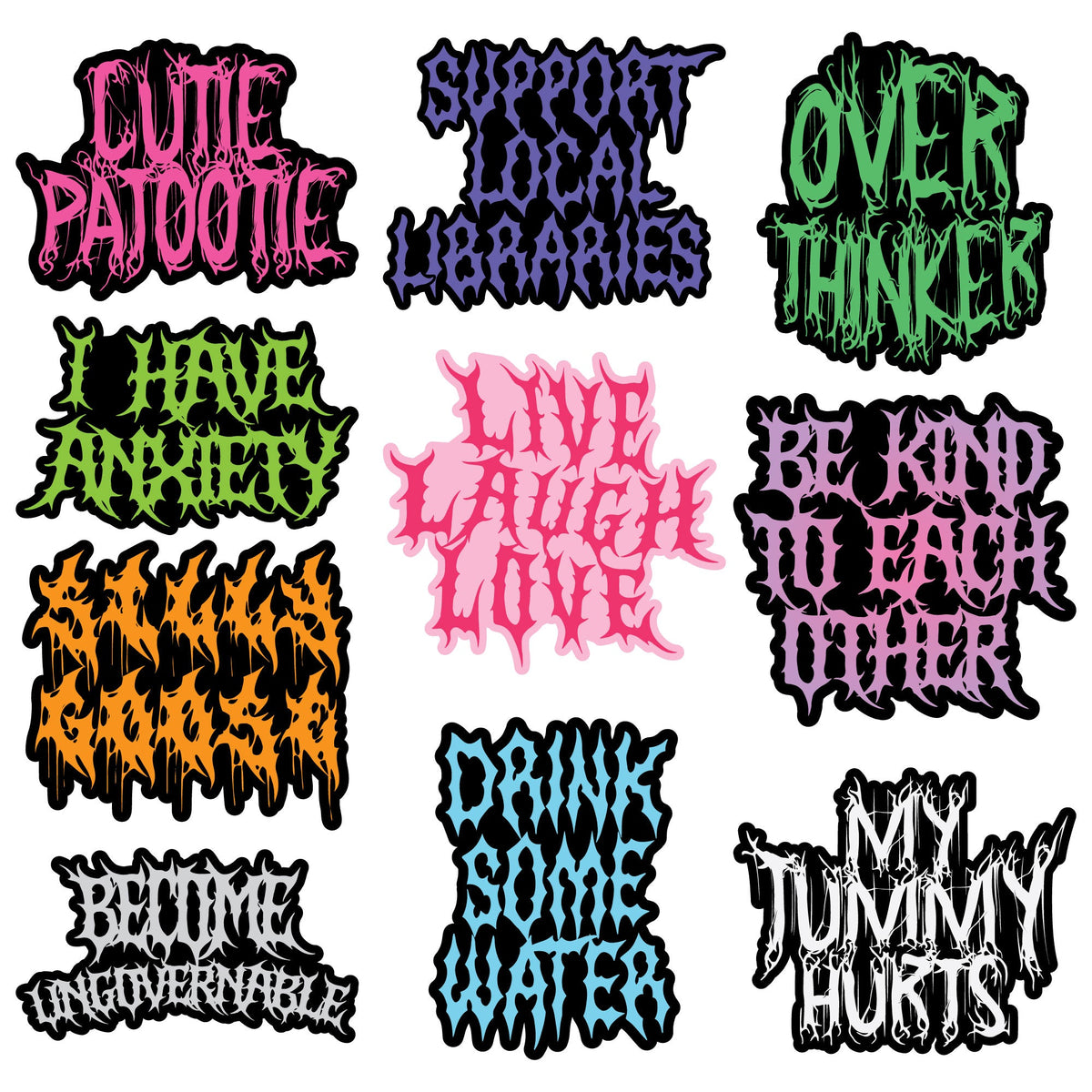 Heavy Metal Font Stickers