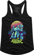 Ladies Retro Neon Street Fighter Racerback Tank Top